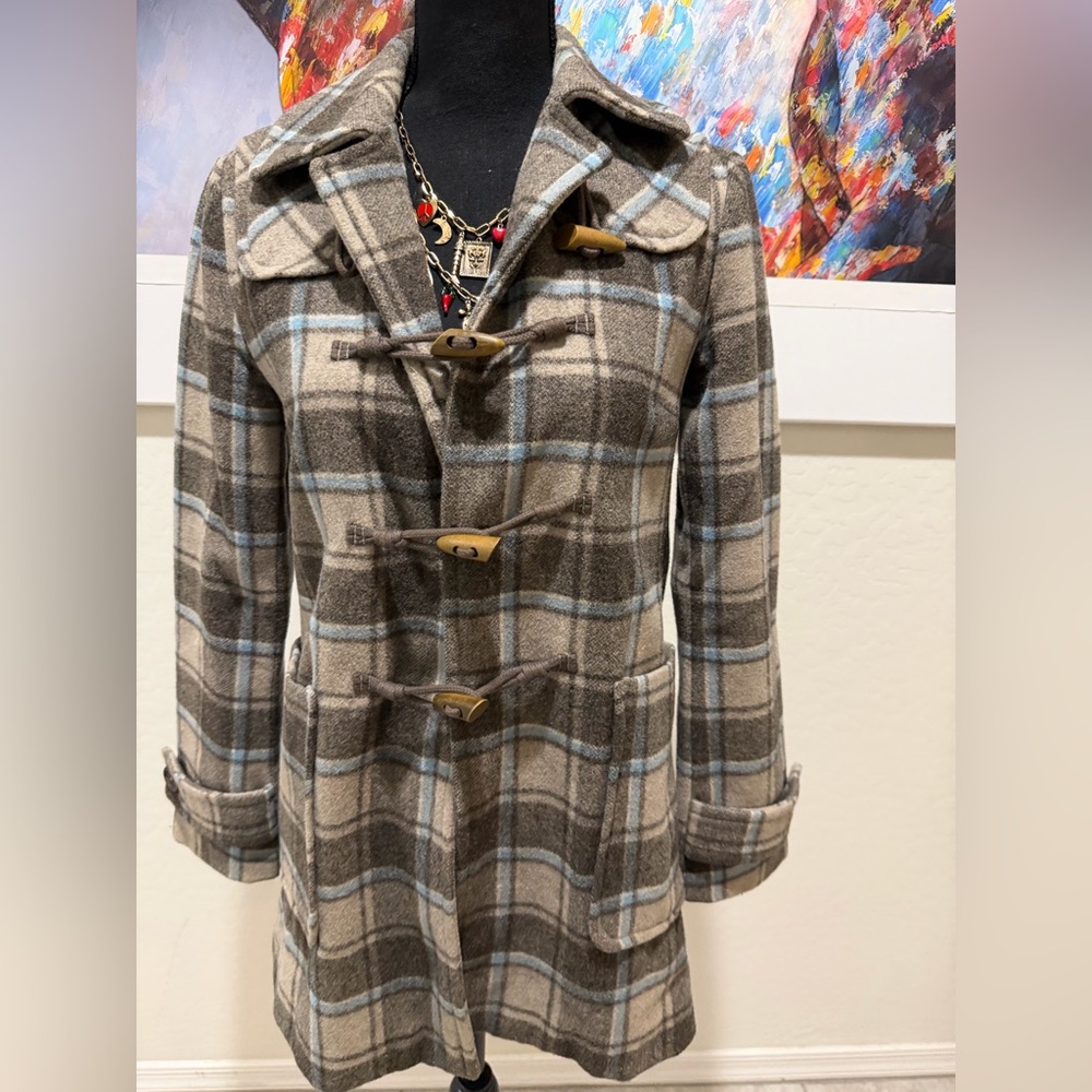 Plaid Wool Blend Coat